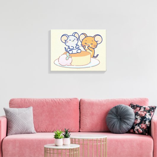 Anime Tuffy en Jerry Cheesecake Canvas Afdruk (Insitu (Woonkamer))