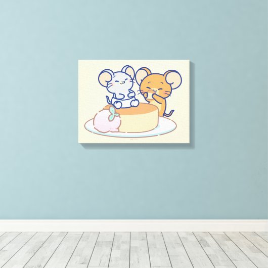 Anime Tuffy en Jerry Cheesecake Canvas Afdruk (Insitu (Houten vloer))