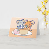 Anime Tuffy en Jerry Cheesecake Kaart (Gele Bloem)