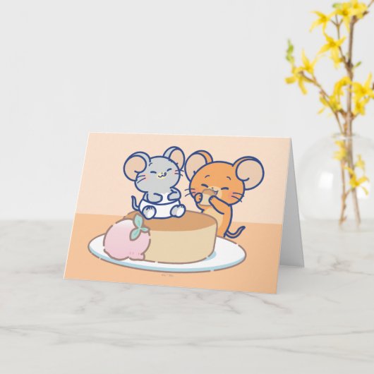 Anime Tuffy en Jerry Cheesecake Kaart (Gele Bloem)