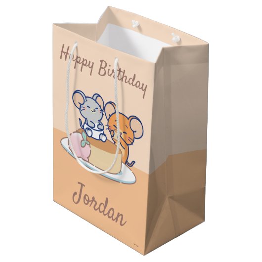 Anime Tuffy en Jerry Cheesecake Medium Cadeauzakje (Achterkant Gekanteld)