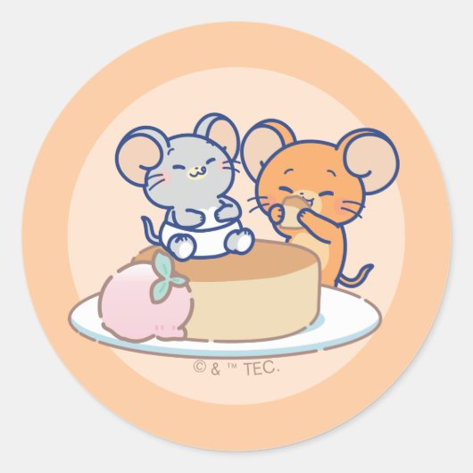 Anime Tuffy en Jerry Cheesecake Ronde Sticker (Voorkant)