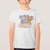 Anime Tuffy en Jerry Cheesecake Tri-Blend Shirt (Voorkant)