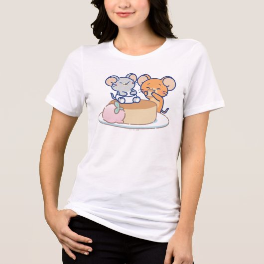 Anime Tuffy en Jerry Cheesecake Tri-Blend Shirt (Voorkant)