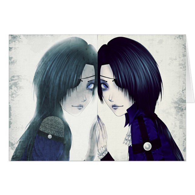 Anime-tweeling die elke andere kaart mist (Voorkant Horizontaal)