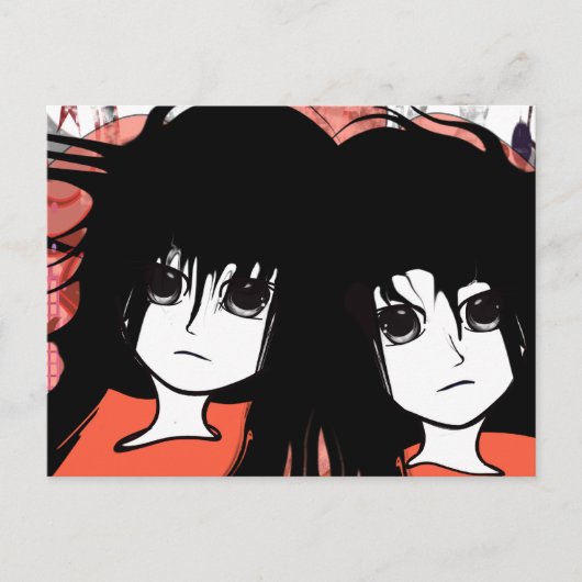 Anime Twins Briefkaart (Voorkant)