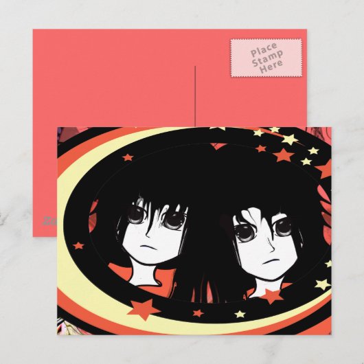 Anime Twins Briefkaart (Voorkant / Achterkant)