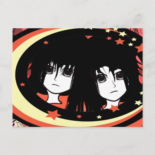 Anime Twins Briefkaart (Voorkant)
