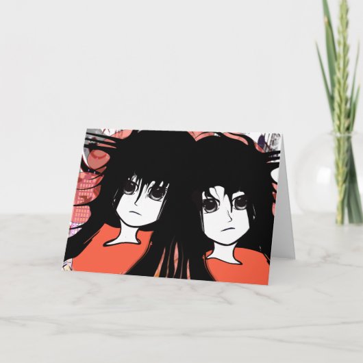 Anime Twins Feestdagen Kaart (Voorkant)