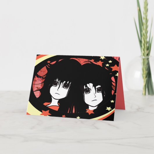 Anime Twins Feestdagen Kaart (Voorkant)