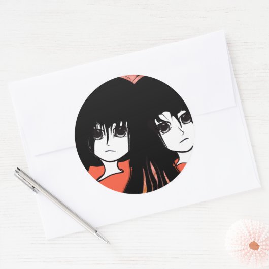 Anime Twins Ronde Sticker (Envelop)