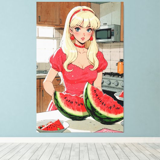 Anime uitgerekt canvas afdrukken (Insitu (Houten vloer))