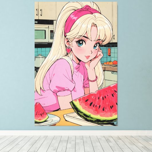 Anime uitgerekt canvas afdrukken (Insitu (Houten vloer))
