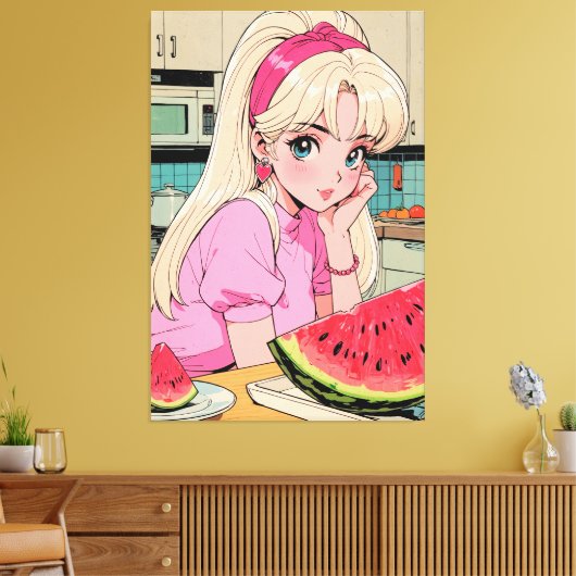 Anime uitgerekt canvas afdrukken (Insitu (Woonkamer))