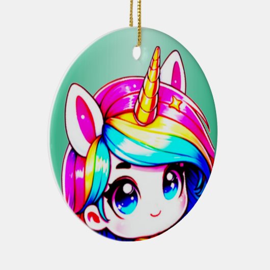 Anime Unicorn Kinder Keramisch Ornament (Rechts)