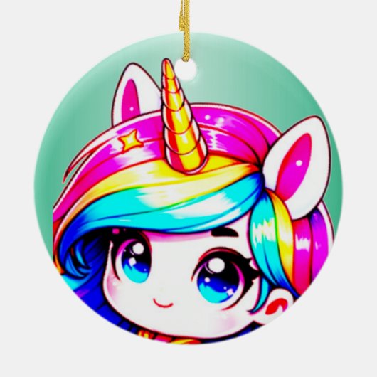 Anime Unicorn Kinder Keramisch Ornament (Achterkant)