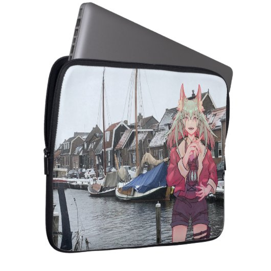 Anime, V Tuber, VTuber, Harbor. Laptop Sleeve (Voorkant Rechts)