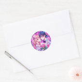 Anime Valentijnsdag Boy en Girl Romantisch Ronde Sticker (Envelop)