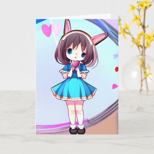 Anime Valentijnsdag Kaart (Gele Bloem)