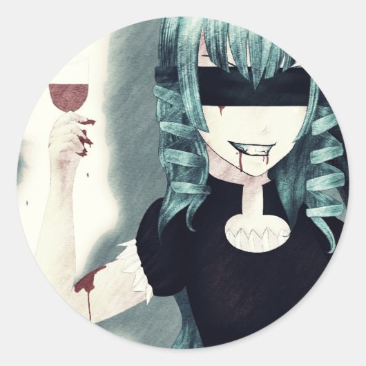 Anime vampire meisjesstickers ronde sticker (Voorkant)