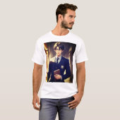 Anime van knap man in universiteitsuniform t-shirt (Voorkant volledig)