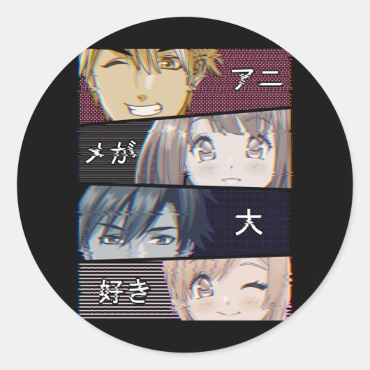 Anime Vaporwave esthetics Japans Otaku Ronde Sticker (Voorkant)