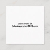 Anime verdedigen democratie, stop project 2025 vierkante visitekaartje (Achterkant)