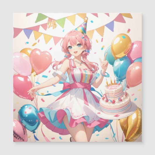 Anime Verjaardag Magnetische Uitnodiging (Voorkant)