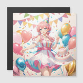 Anime verjaardag magnetische uitnodiging (Voorkant / Achterkant)