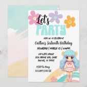 Anime Verjaardag Meisje Blauw Roze Schattigee Retr Kaart (Voorkant / Achterkant)