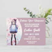 Anime Verjaardag Uitnodiging Japanse Anime Party (Staand voorkant)
