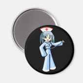 Anime Verpleegster met Stethoscoop en blauw unifor Magneet (Voorkant / Achterkant)