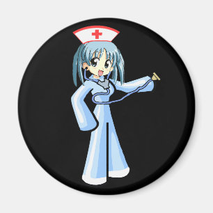 Anime Verpleegster met Stethoscoop en blauw unifor Magneet