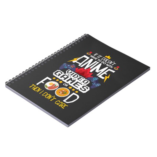Anime Video Game Food Gamer Nerd Gaming Controller Notitieboek (Linkerzijde)