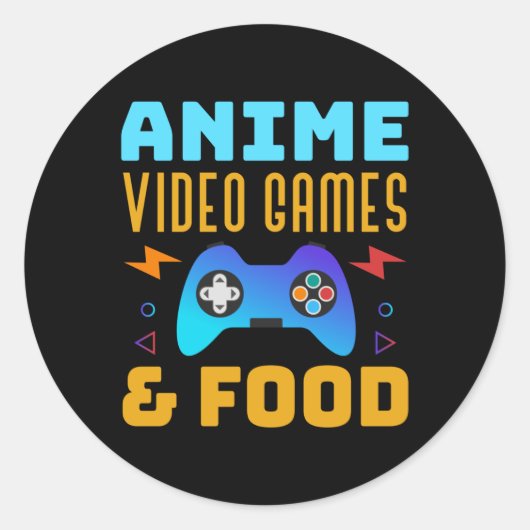 Anime, Video Games & Food | Lovely Design Ronde Sticker (Voorkant)