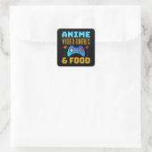 Anime, Video Games & Food | Lovely Design Vierkante Sticker (Tas)