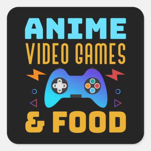 Anime, Video Games & Food | Lovely Design Vierkante Sticker (Voorkant)