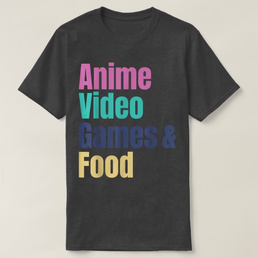 Anime Video Games & Food T-shirt (Design voorkant)