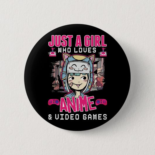 Anime Video Games Girl Otaku Teen Japanse games Ronde Button 5,7 Cm (Voorkant)