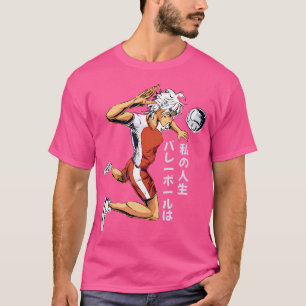 Anime Volleybal Speler Japans Schrijven Zand-Vol T-shirt
