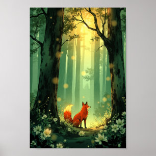 Anime Vos Geest Bos Muur Kunst Poster