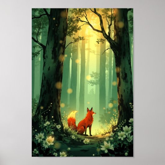 Anime Vos Geest Bos Muur Kunst Poster (Voorkant)