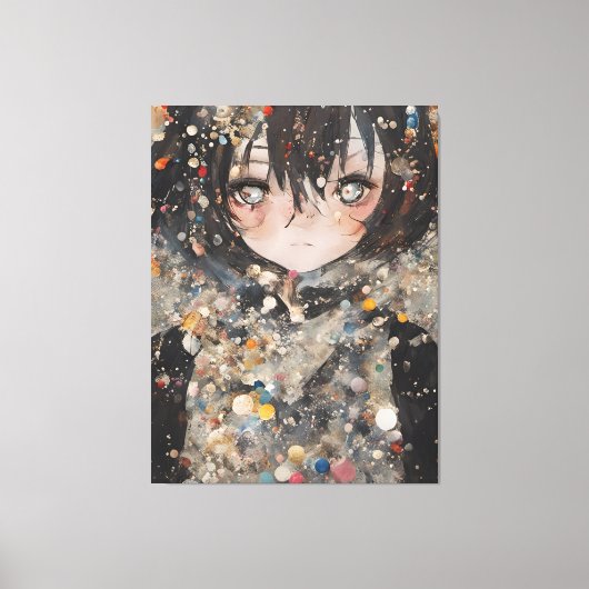 Anime Vrouw Collage Canvas Afdruk (Voorkant)