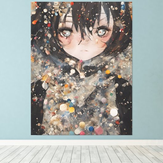 Anime Vrouw Collage Canvas Afdruk (Insitu (Houten vloer))