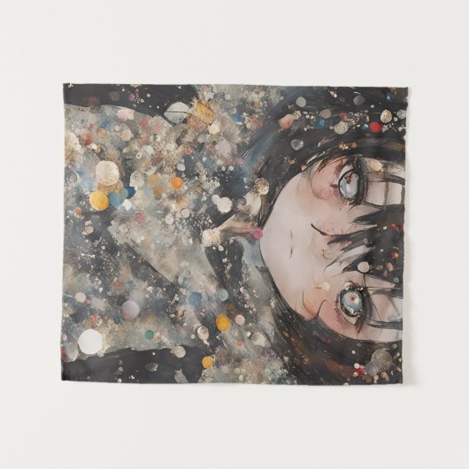 Anime Vrouw Collage Wandkleed (Voorkant (horizontaal))