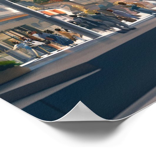 Anime vrouw fietsen in de binnenstad - Ultra breed Poster (Hoek)