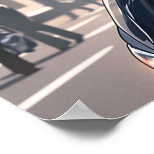 Anime vrouw fietsen in de binnenstad - Ultra hoog Poster (Hoek)