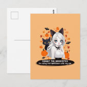 Anime vrouw met zwarte kat. briefkaart (Voorkant / Achterkant)