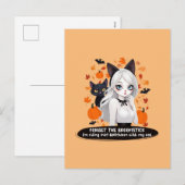 Anime vrouw met zwarte kat. feestdagenkaart (Voorkant / Achterkant)