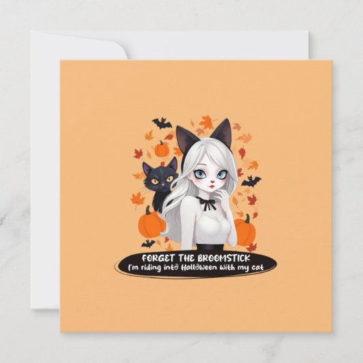 Anime vrouw met zwarte kat. kaart (Voorkant)